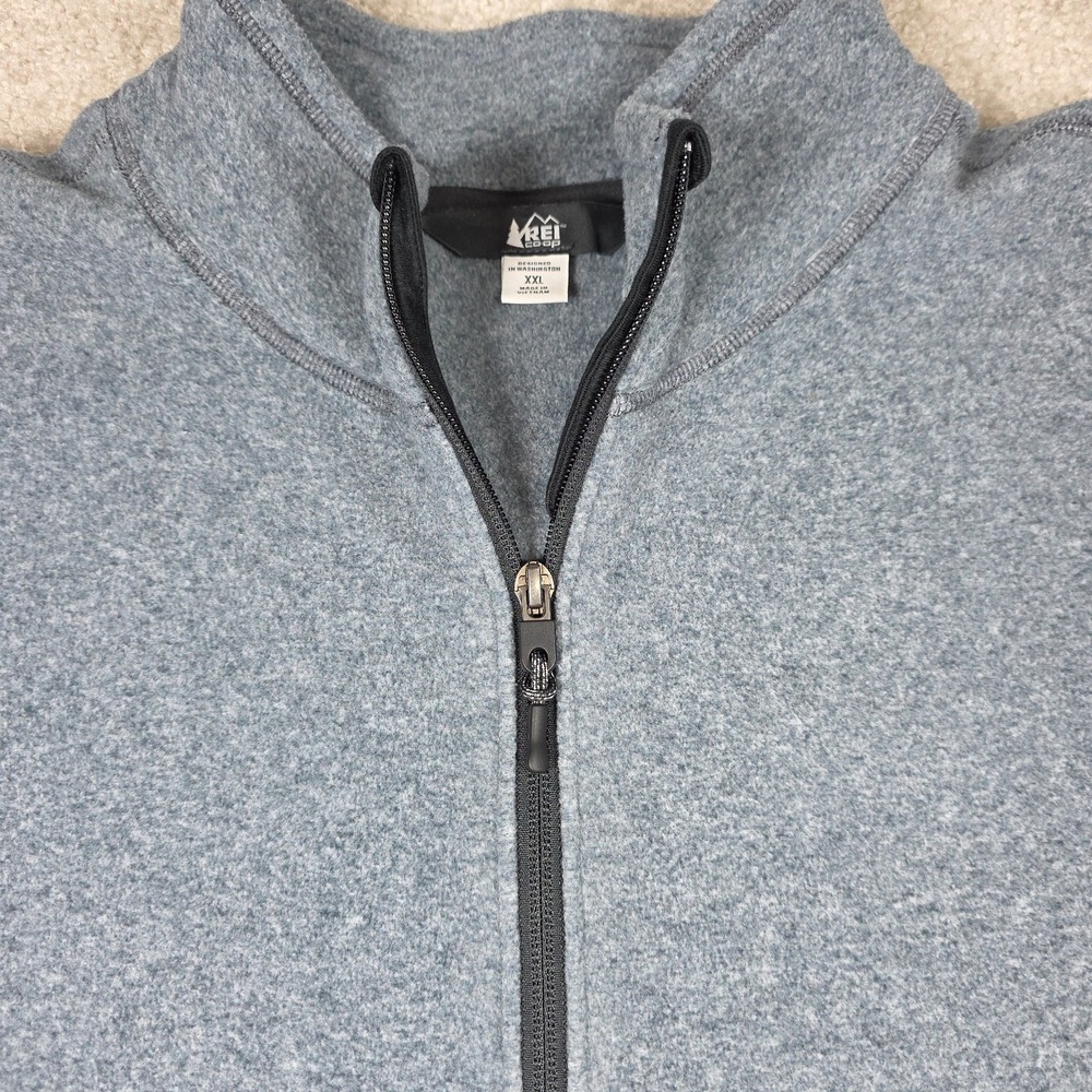 REI Co-Op Fleece Jacket Mens 2XL Gray Heather Full-Zip Outdoor Long Sleeve